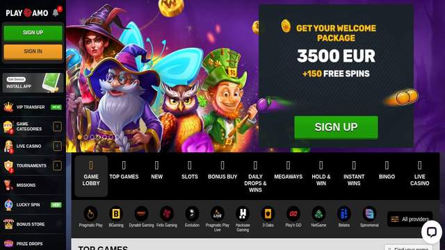 PLAYAMO casino screenshot